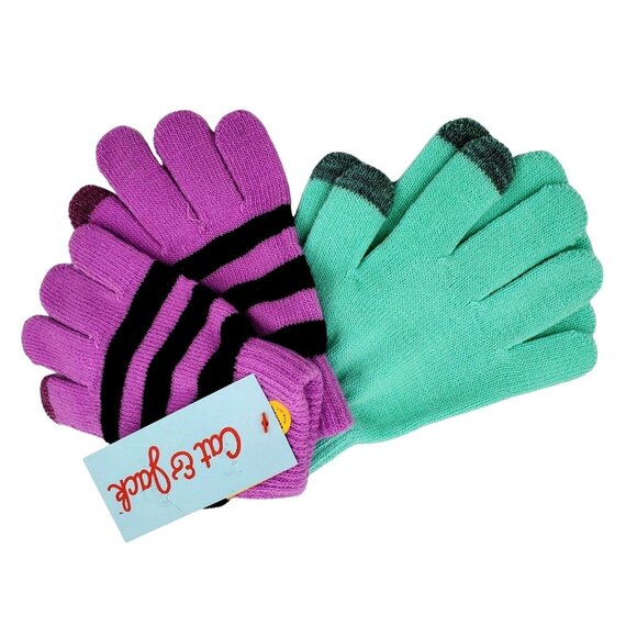 Cat & Jack 2-pack Girls Winter Kids Gloves Tech-Touch Outdoor Snow Mittens - Picture 9 of 14